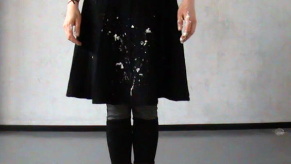 black dress with pastry stains